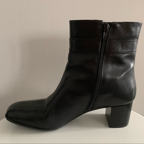Nine West Primeo - Black Leather Ankle Boots with Heel - Size 8.5M - Picture 5 of 14